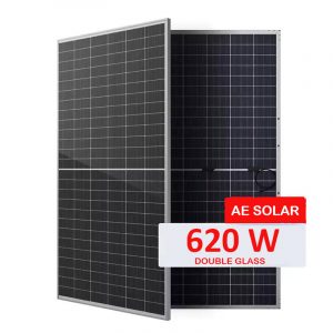 پنل خورشیدی 620 وات مونو کریستال بایفشیال (دو طرفه) برند AE SOLAR سری METEOR