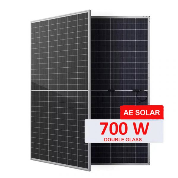 پنل خورشیدی 700 وات مونو کریستال بایفشیال (دو طرفه) برند AE SOLAR سری METEOR